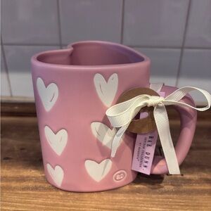 Rae Dunn Pink Heart Shaped Mug with Hearts